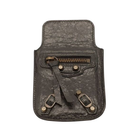 Balenciaga Phone Case in Black Leather - Picture 1 of 3